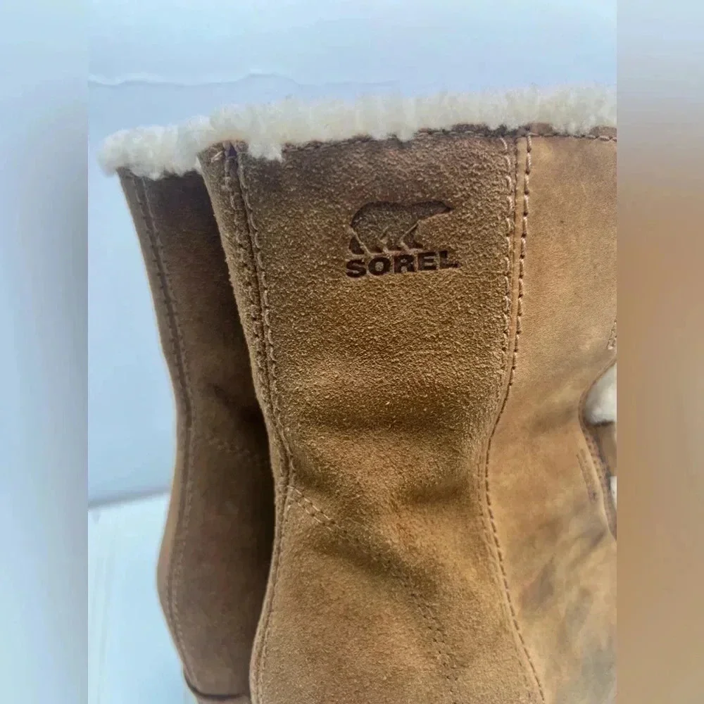 Sorel Women Joan of Arctic‎ Wedge Il Shearling Boot sz 11 Camel